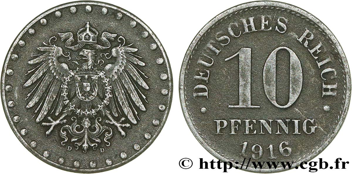 ALLEMAGNE 10 Pfennig 1916 Munich TTB+ 
