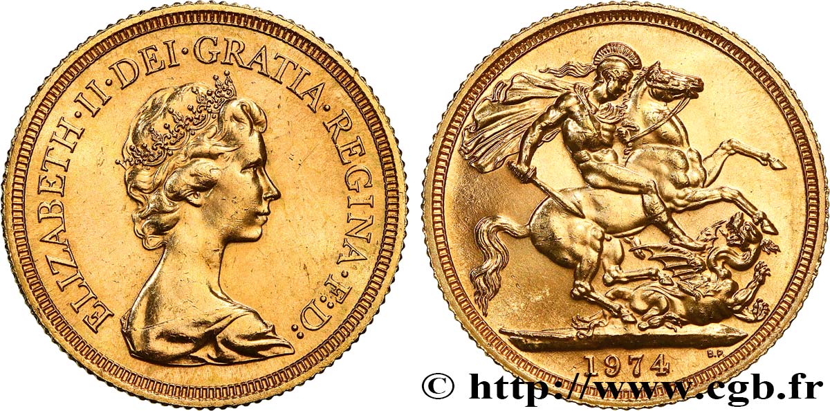 OR, PALLADIUM ET PLATINE INVESTISSEMENT 1 Souverain Élisabeth II 1974 Royal Mint, Llantrisant SPL 