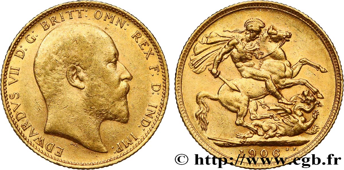 INVESTMENT GOLD 1 Souverain Edouard VII 1906 Londres XF 