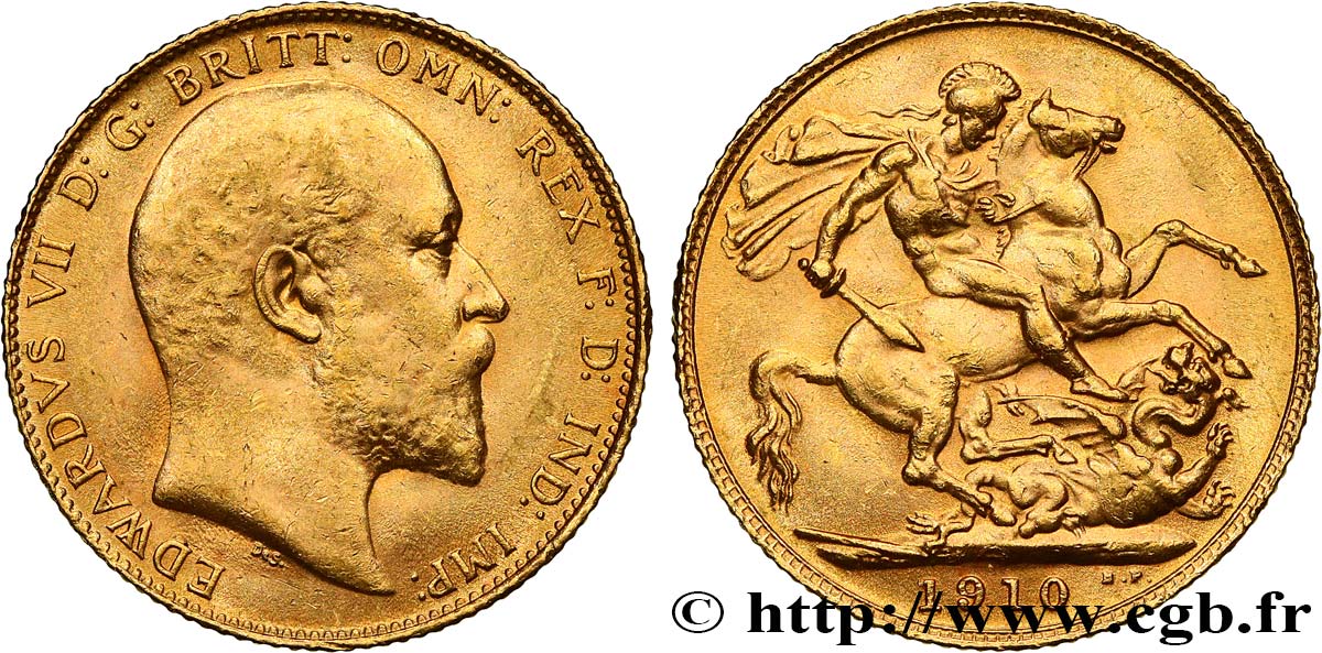 GOLD, PALLADIUM & PLATINUM INVESTMENT 1 Souverain Édouard VII 1910 Londres XF/AU 