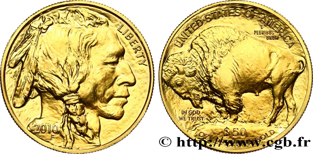 ÉTATS-UNIS D&nbsp;AMÉRIQUE 50 Dollars “American Buffalo” 2010  SPL 