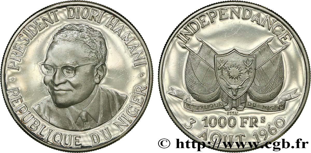 NIGER - RÉPUBLIQUE - HAMANI DIORI Essai de 1000 Francs 1960 Paris SPL 