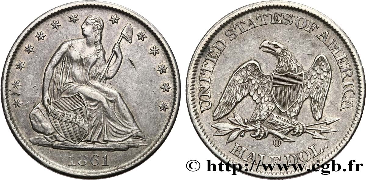 UNITED STATES OF AMERICA 1/2 Dollar “Seated Liberty” 1861 Nouvel-Orléans XF 
