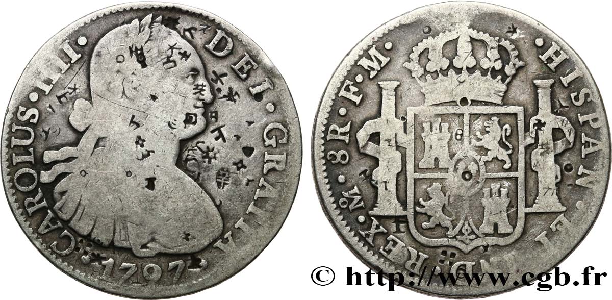 MEXICO 8 Reales Charles IV 1797 Mexico VF 