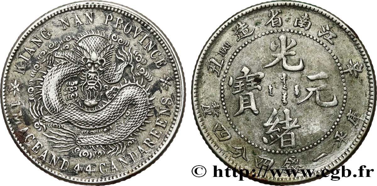REPUBBLICA POPOLARE CINESE 20 Cents province de Kiangnan - Dragon an 38 1901  BB 