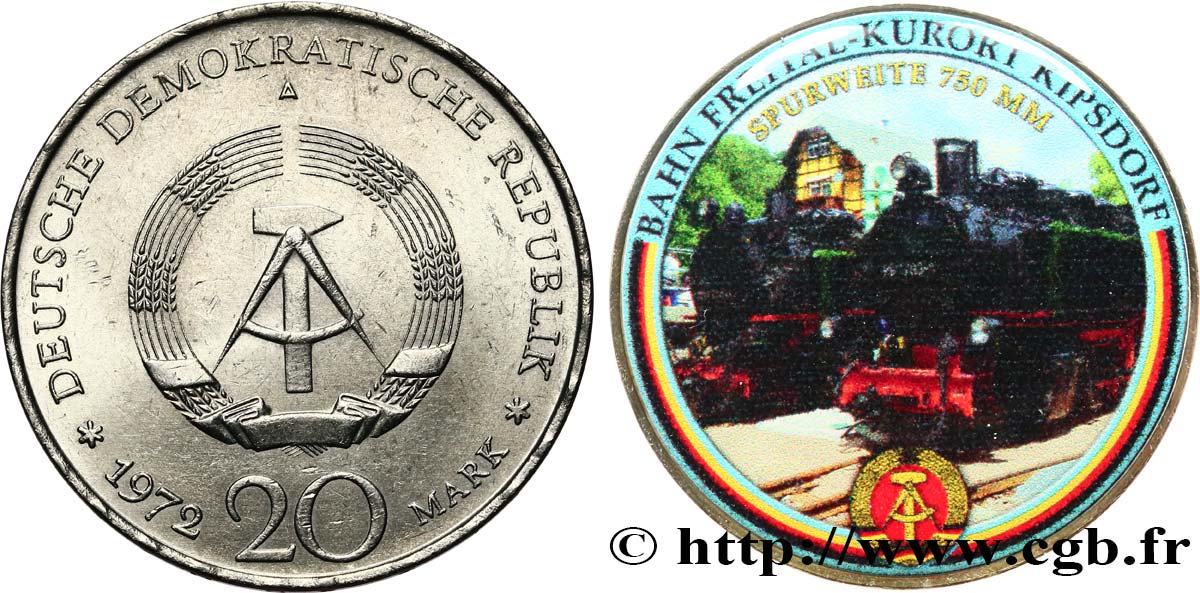 GERMAN DEMOCRATIC REPUBLIC 20 Mark MODIFIE SERIE TRAIN - (station thermale de Kipsdorf) 1972 A Berlin XF 