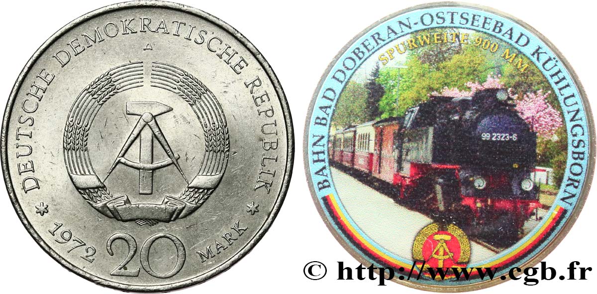 DEUTSCHE DEMOKRATISCHE REPUBLIK 20 Mark MODIFIE SERIE TRAIN -  (Station balnéaire Kühlungsborn) 1972 A Berlin SS 