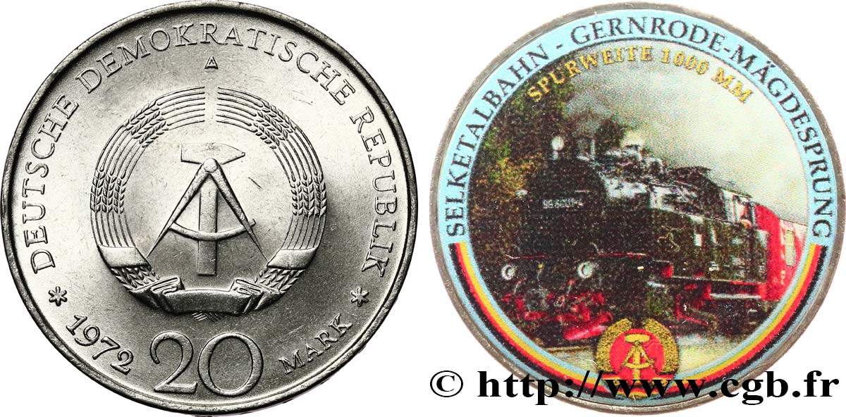 ALLEMAGNE RÉPUBLIQUE DÉMOCRATIQUE 20 Mark MODIFIE SERIE TRAIN -  (Chemin de fer de la vallée de Selke) 1972 A Berlin TTB 