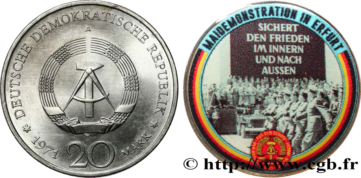 DEUTSCHE DEMOKRATISCHE REPUBLIK 20 Mark MODIFIE SERIE ARMEE -  (Défilé de mai à Erford) 1971 A Berlin SS 