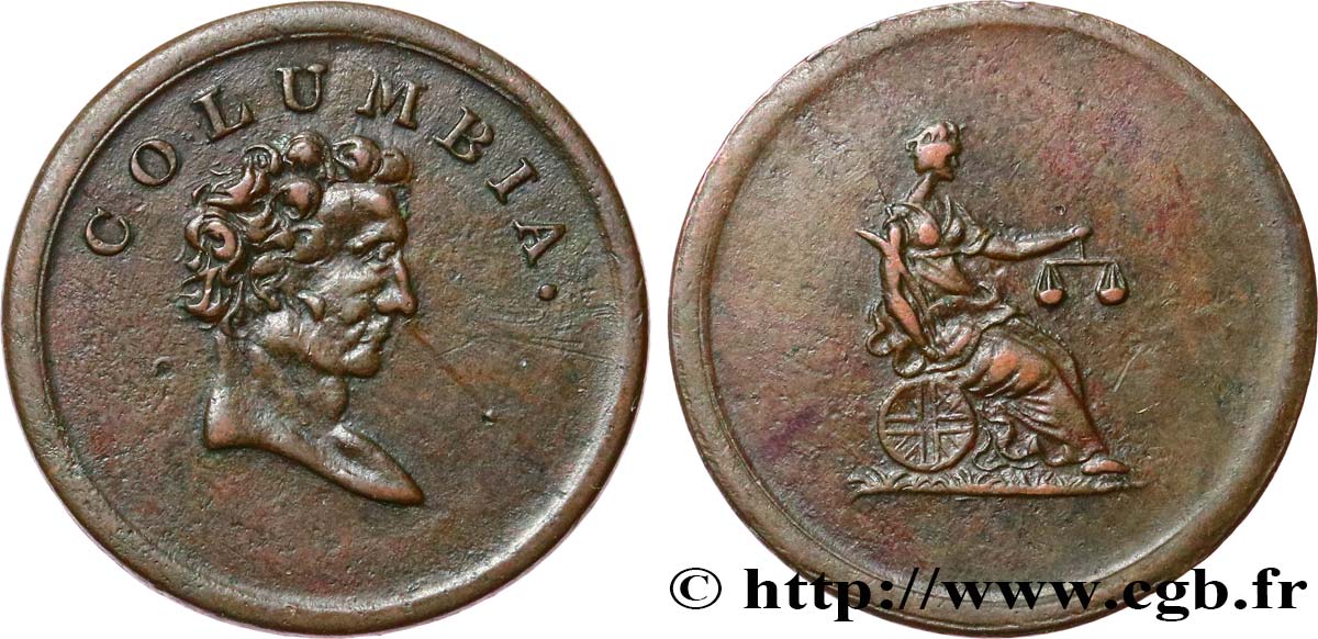 BRITISH TOKENS OR JETTONS 1 Farthing Columbia n.d.  XF 
