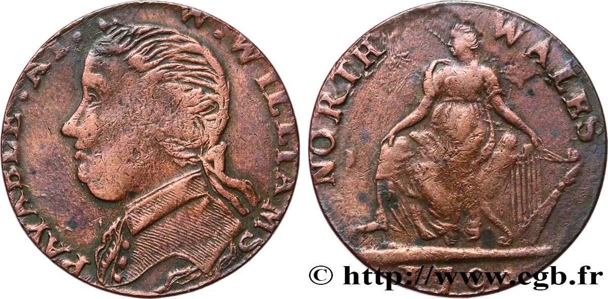 REINO UNIDO (TOKENS) 1/2 Penny North Wales 1792  BC+ 
