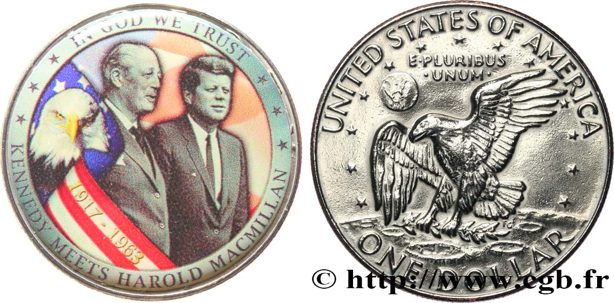 UNITED STATES OF AMERICA 1 Dollar Eisenhower - Kennedy/Harold Macmillan n.d.  XF 