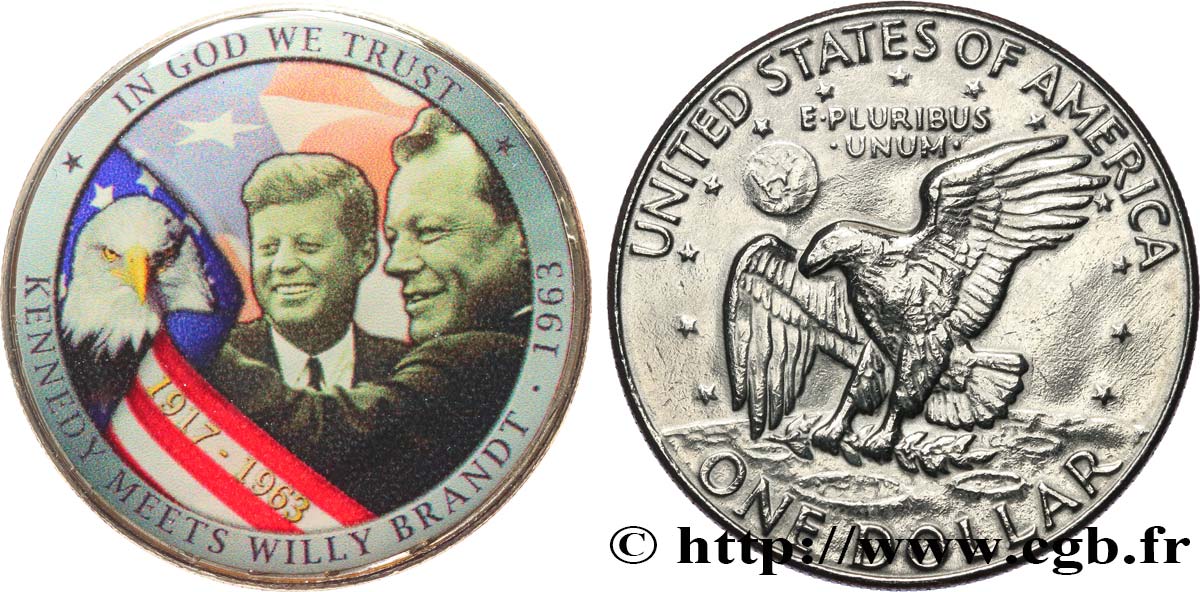 ESTADOS UNIDOS DE AMÉRICA 1 Dollar Eisenhower - Kennedy/Willy Brandt n.d.  MBC 