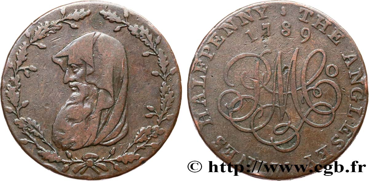 REINO UNIDO (TOKENS) 1/2 Penny Anglesey (Pays de Galles)  1789  MBC 
