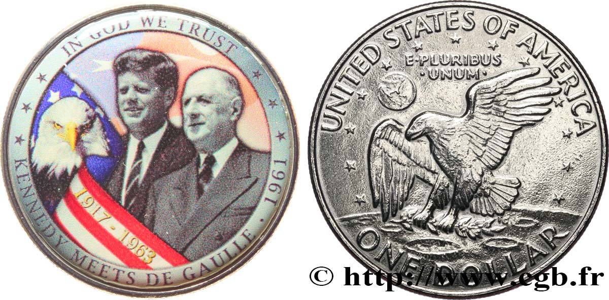 ÉTATS-UNIS D AMÉRIQUE 1 Dollar Eisenhower - Kennedy/De Gaulle n.d.  TTB 