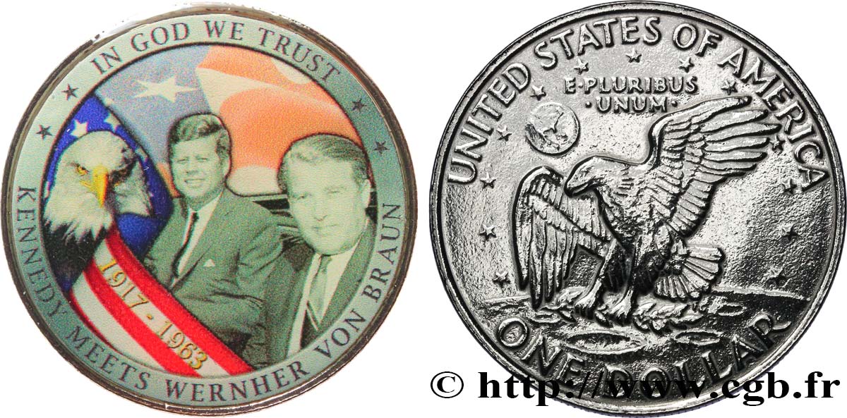 ESTADOS UNIDOS DE AMÉRICA 1 Dollar Eisenhower - Kennedy/Wernher Von Braun n.d.  MBC 