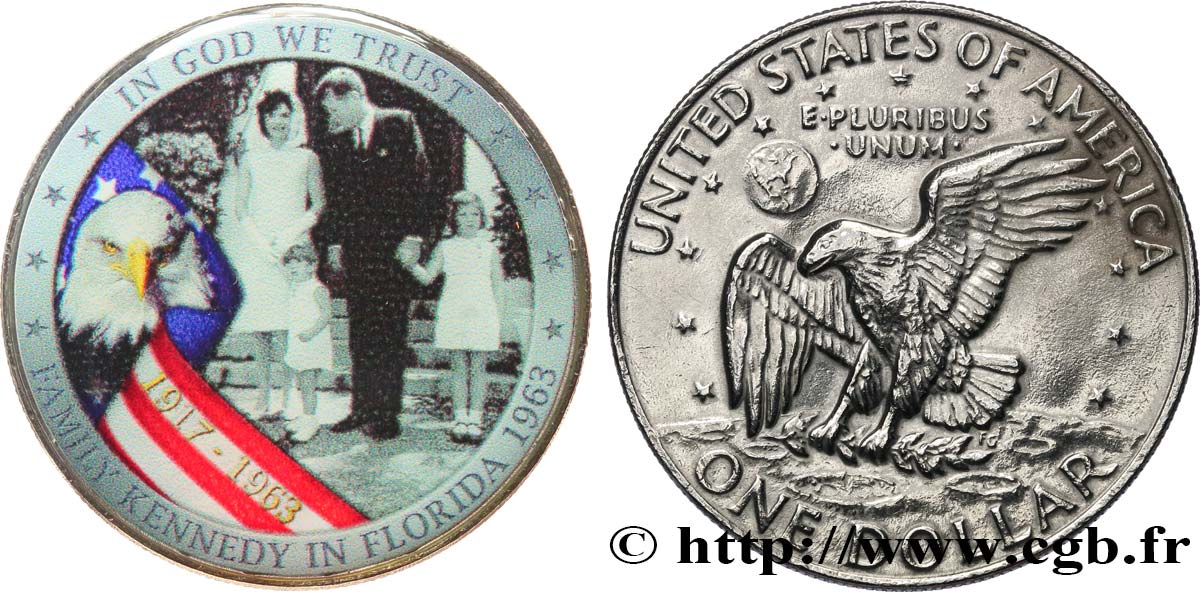ÉTATS-UNIS D AMÉRIQUE 1 Dollar Eisenhower - Famille Kennedy en Floride n.d.  TTB 