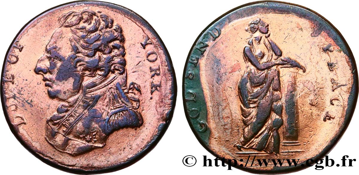 REINO UNIDO (TOKENS) 1 Penny - Duc of York 1813  BC+ 