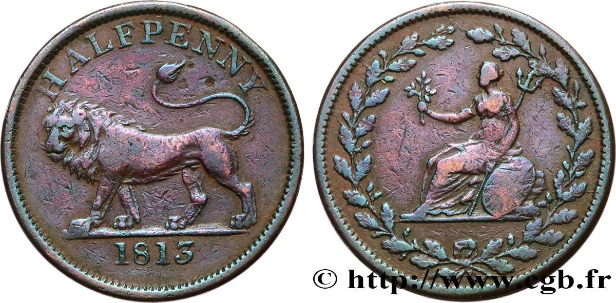 REINO UNIDO (TOKENS) 1/2 Penny - lion Essex 1813  MBC 