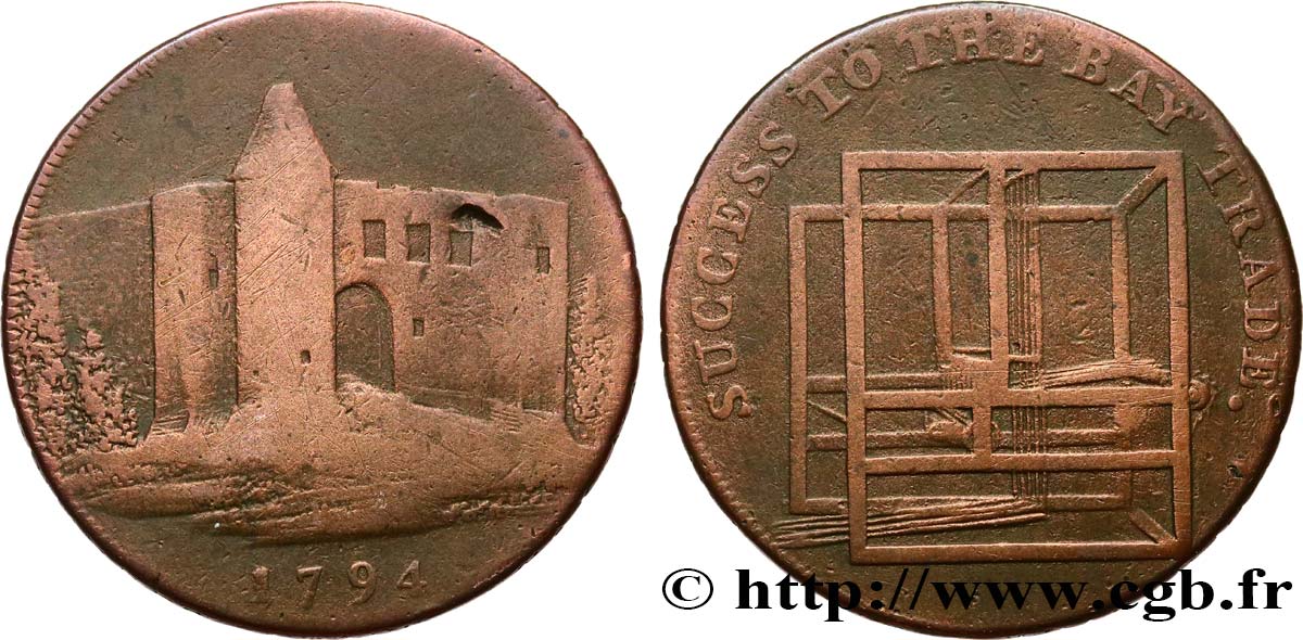 ROYAUME-UNI (TOKENS) 1/2 Penny Colchester (Essex) 1794  B+ 