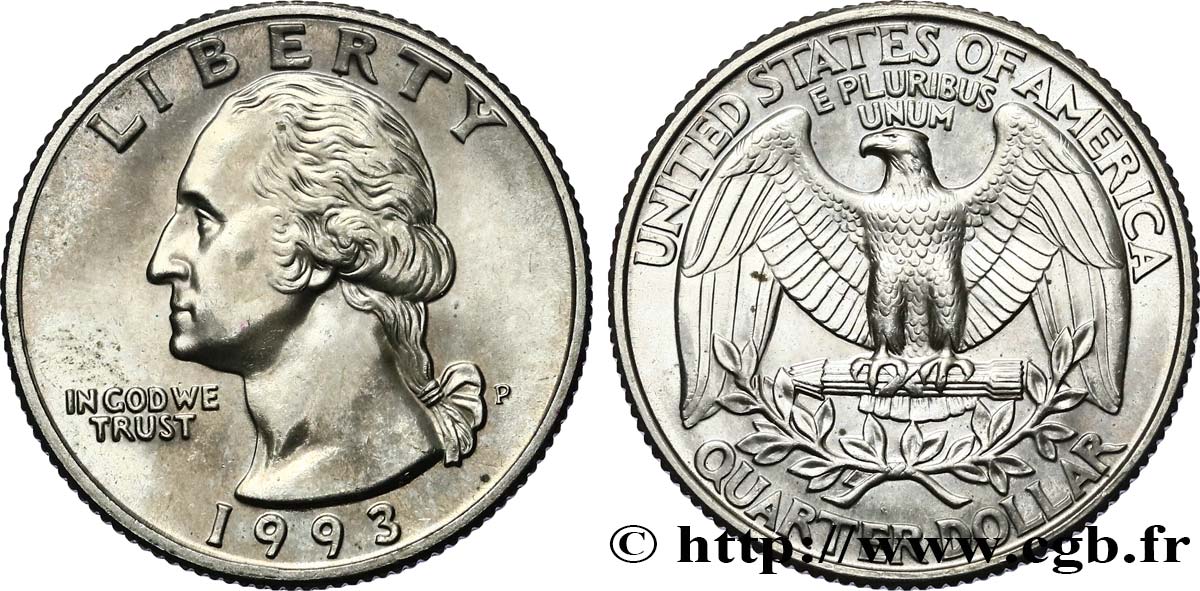 ESTADOS UNIDOS DE AMÉRICA 1/4 Dollar Washington 1993 Philadelphie SC 