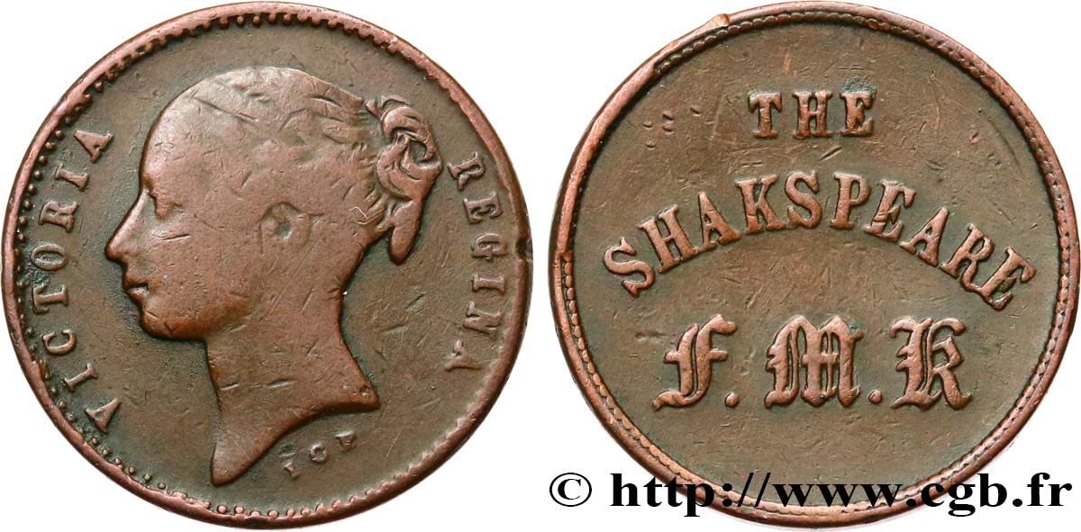 BRITISH TOKENS OR JETTONS The Shakspeare n.d.  XF 