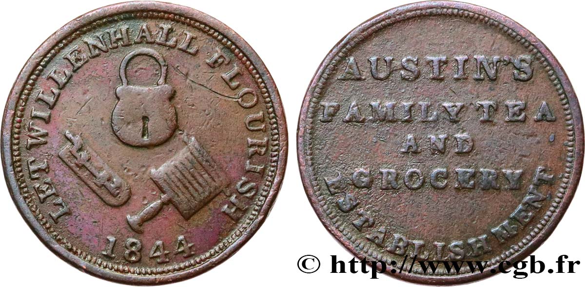 BRITISH TOKENS OR JETTONS Family Tea 1844  XF 