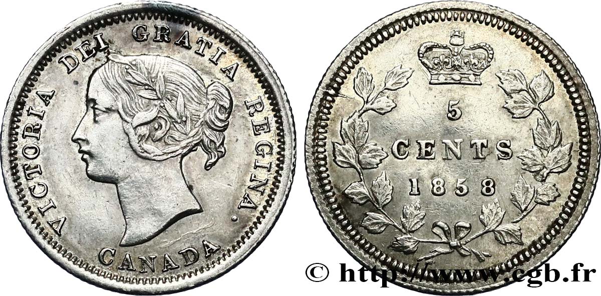 CANADA 5 Cents Victoria 1858  TTB 