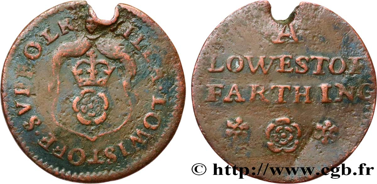BRITISH TOKENS OR JETTONS Farthing - Lowestoft n.d.  VF 