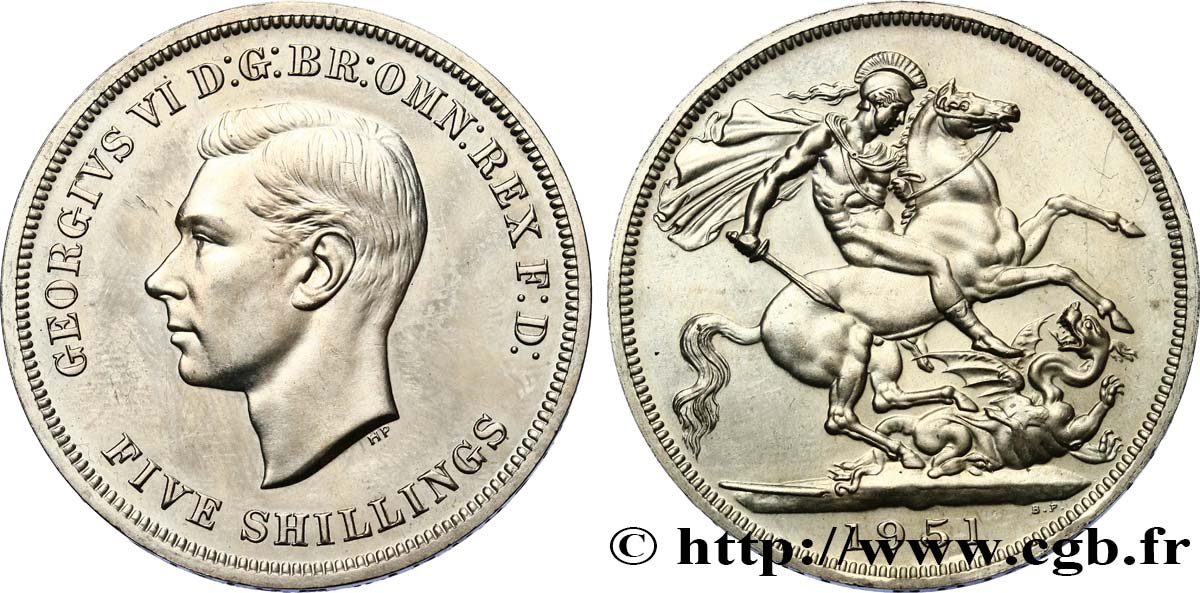 ROYAUME-UNI 1 Crown (5 Shillings) Georges VI 1951  SUP 