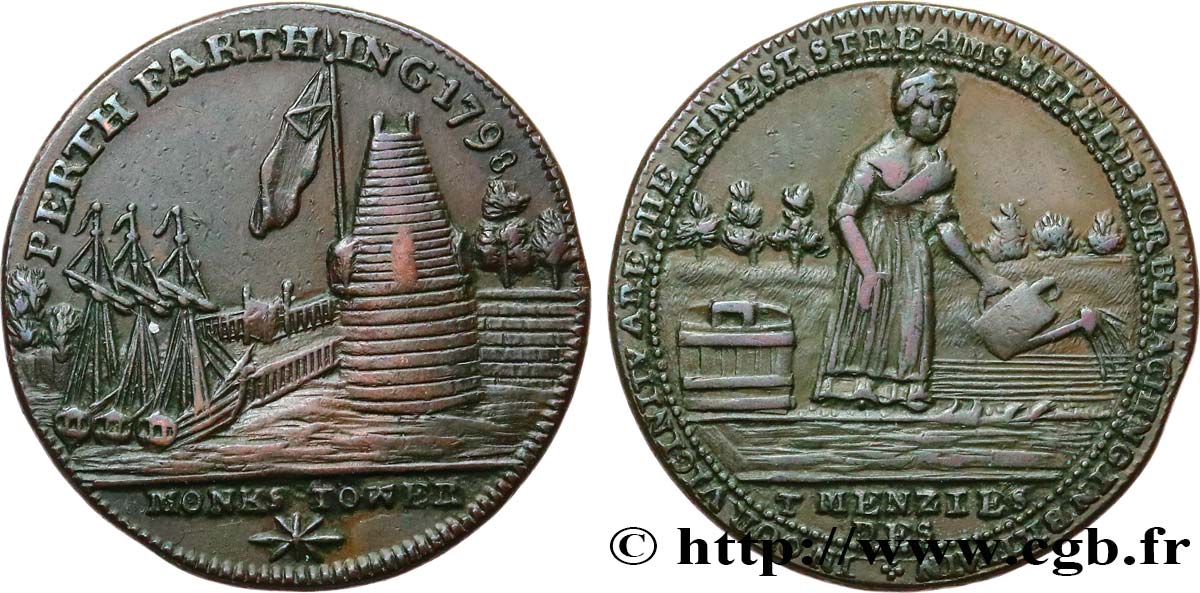 BRITISH TOKENS OR JETTONS Farthing - Perth 1798  AU 