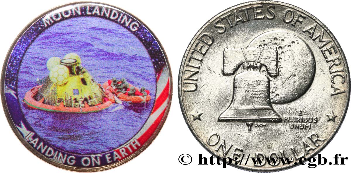 ESTADOS UNIDOS DE AMÉRICA 1 Dollar Eisenhower- Série Apollo 11 - Atterrissage sur Terre 1976 Philadelphie SC 