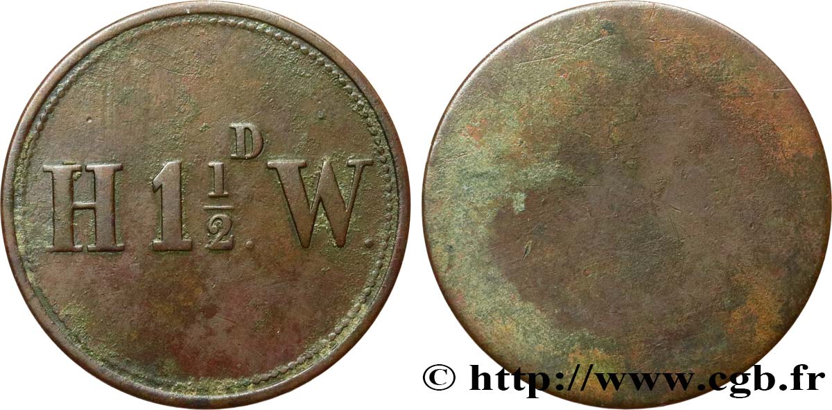 BRITISH TOKENS H1 1/2 DW n.d.  XF 