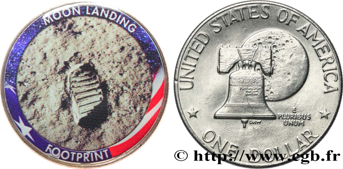 UNITED STATES OF AMERICA 1 Dollar Eisenhower- Série Apollo 11 - Empreinte de pas 1976 Philadelphie MS 