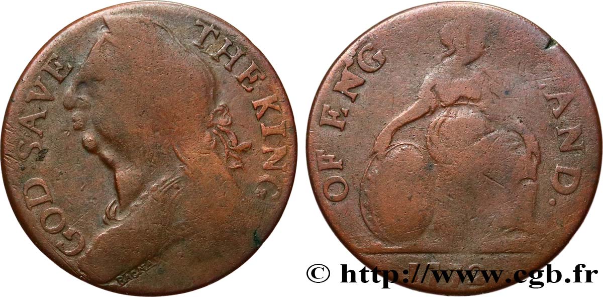 BRITISH TOKENS OR JETTONS 1/2 Penny  1772  VF 