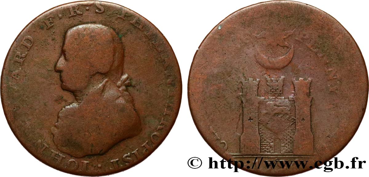 BRITISH TOKENS OR JETTONS 1/2 Penny - John Edward 1794  VF 