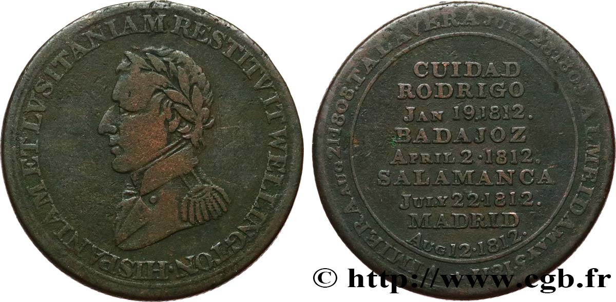 REINO UNIDO (TOKENS) 1/2 Penny Hull Wellington 1812  MBC 