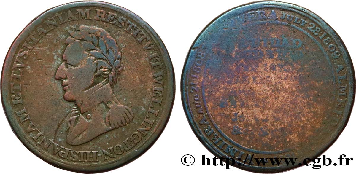 BRITISH TOKENS OR JETTONS 1/2 Penny Hull Wellington 1812  VF 