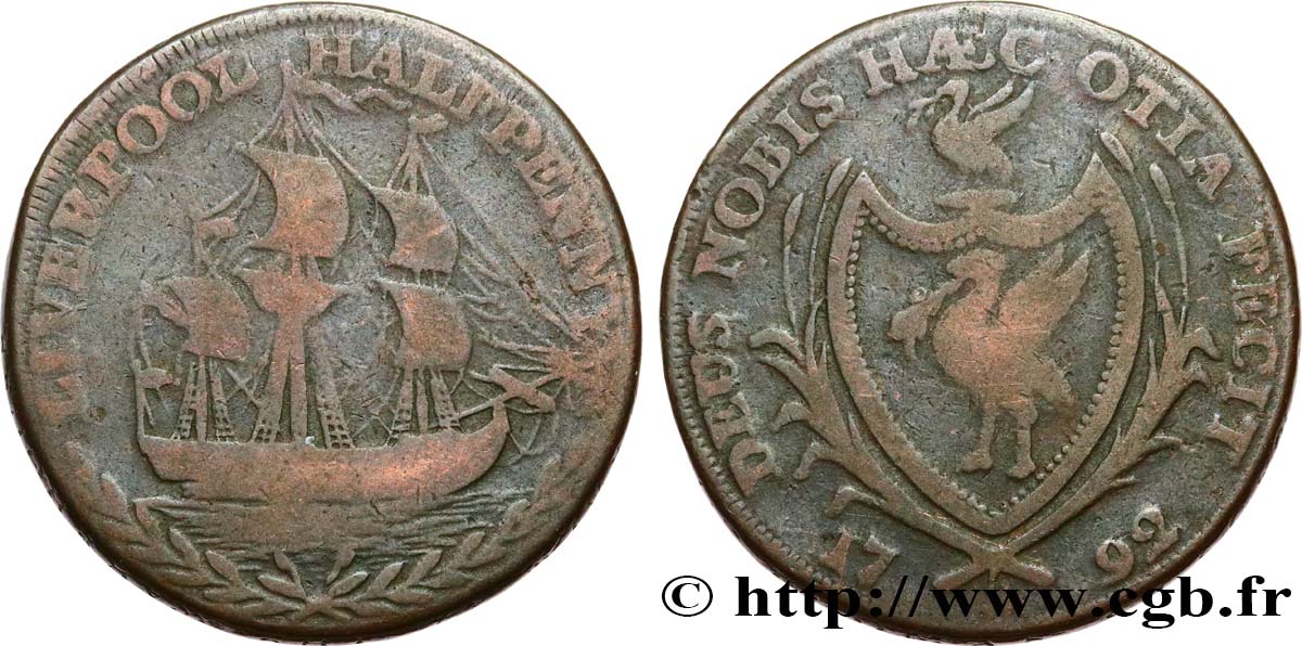 VEREINIGTEN KÖNIGREICH (TOKENS) 1/2 Penny Liverpool (Lancashire) 1792  S 