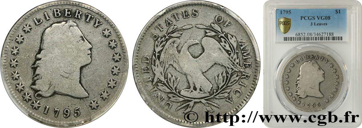 UNITED STATES OF AMERICA 1 Dollar “Flowing Hair” 1795  VG8 PCGS