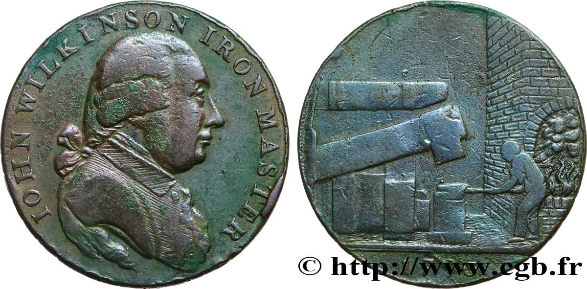 REINO UNIDO (TOKENS) 1/2 Penny John Wilkinson (Warwickshire) 1793  BC+ 