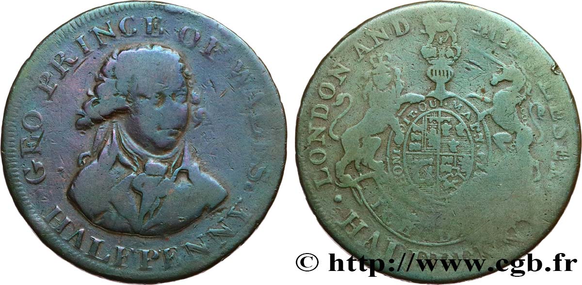 GETTONI BRITANICI 1/2 Penny Middlesex Prince de Galles n.d.  B 