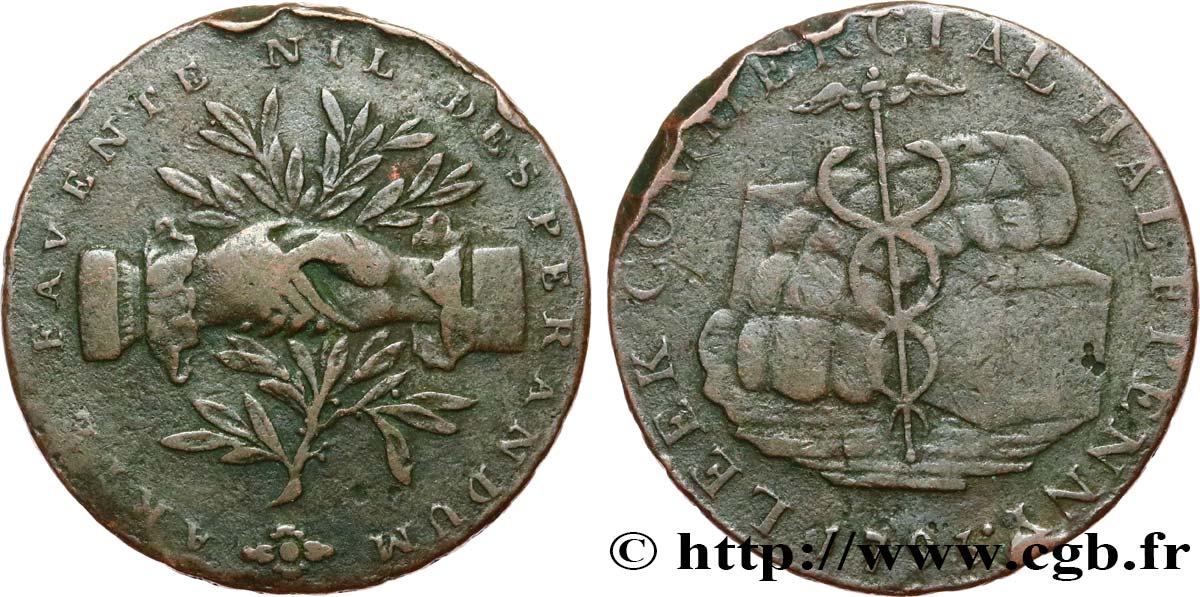BRITISH TOKENS OR JETTONS 1/2 Penny - Leek (Concordia) 1793  VF 