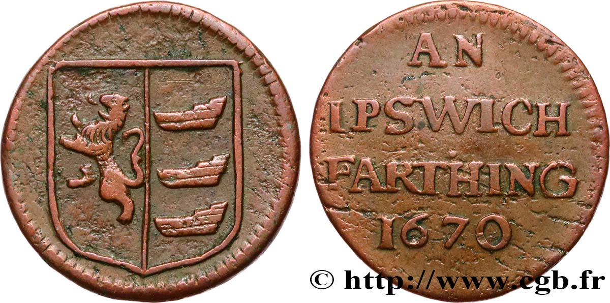 ROYAUME-UNI (TOKENS) Farthing - Ipswich (Suffolk) 1670  TTB 