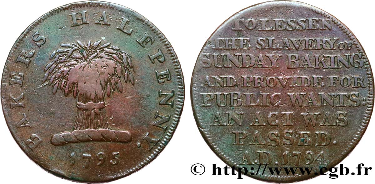 BRITISH TOKENS 1/2 Penny DENNIS’ (Middlesex) 1795  VF 