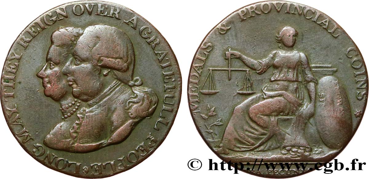 GETTONI BRITANICI 1/2 Penny - Middlesex, Provincial coins n.d.  q.BB 
