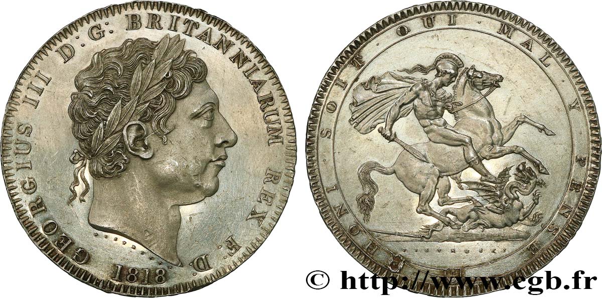 GRAN BRETAÑA - JORGE III Crown 1818 Londres SC 