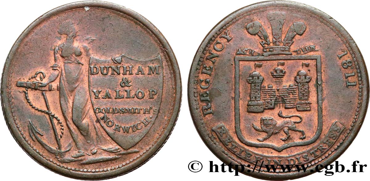 ROYAUME-UNI (TOKENS) 1/2 Penny Norwich (Norfolk) 1811  TTB 