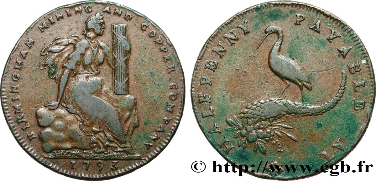 REINO UNIDO (TOKENS) 1/2 Penny Birmingham (Warwickshire) 1792  BC 