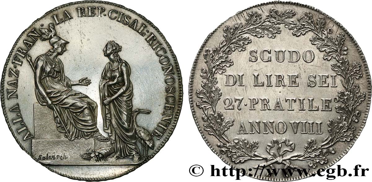 ITALIEN - CISALPINISCHE REPUBLIK Scudo de 6 lires 1800 Milan VZ+ 